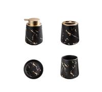 Juego de Accesorios baño 4 Piezas Que Incluye: dispensador jabón y loción, Vasos for Enjuague bucal, Soporte for Cepillo Dientes jabonera Dispensador Manos(Negro)