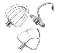 Juego de Accesorios de Acero Inox 3 Piezas para KitchenAid 4.5-5 Cuartos Tilt-Head Batidoras Serie Artisan & Classic de MMOBIEL - K45 Batidor, Batidora Plana y Gancho de Masa - Apto para Lavavajillas