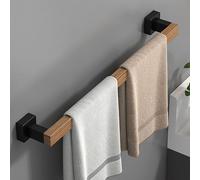 Juego de Accesorios de baño Accesorios de baño de Madera Negra Toallero montado en la Pared Barra de Toalla Cepillo de Inodoro Ganchos para Toallas Soporte de Papel,F