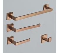 Juego de accesorios de baño de acero inoxidable color oro rosa - Gancho para bata, toallero, soporte para rollo de papel higiénico, anillo de toalla - Accesorios de baño de primera calidad