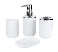 Juego de Accesorios de baño de cerámica de 4 Piezas El Kit Completo de decoración de baño Incluye Botella de loción, Taza de Almacenamiento, 1 Taza de Lavado, Caja de jabón(Blanco)