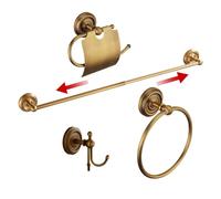 Juego de accesorios de baño de latón antiguo, 4 piezas, colgador de toallas montado en la pared, soporte para papel higiénico, ganchos para batas, juego de accesorios de baño antiguos vintage