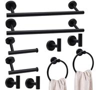 Juego de Accesorios de baño de níquel Cepillado Negro mate/5/8/10/16 Piezas: Juego de Barra de Toallas de baño, toalleros para Pared de baño (10 Piezas, Negro Mate)