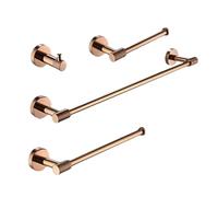 Juego de Accesorios de baño de Oro Cepillado Cromado de Oro Rosa, Soporte para Toallas de Mano montado en la Pared, Soporte para Rollo de Papel higiénico, Gancho para Albornoz, RG, Juego de 4 pie