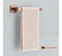 Juego de accesorios de baño de oro rosa cepillado, barra de toalla de acero inoxidable, soporte para papel higiénico, gancho para bata y anillo de toalla, accesorios elegantes y modernos para baños