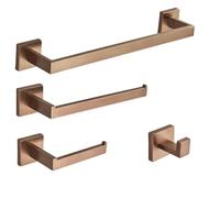 Juego de Accesorios de baño de Oro Rosa Gancho para Bata de Acero Inoxidable Barra para Toallas Portarrollos de Papel higiénico Anillo para Toallas Accesorios de baño, Oro Rosa Cepillado A, como se m
