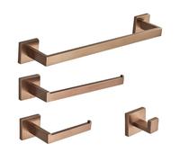 Juego de Accesorios de baño de Oro Rosa, Gancho para Bata de Acero Inoxidable, Barra para Toallas, Soporte para Papel higiénico, Anillo para Toalla, Accesorios de baño, Oro Rosa Cepillado A