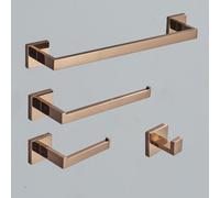Juego de Accesorios de baño de Oro Rosa, Gancho para Bata de Acero Inoxidable, Barra para Toallas, Soporte para Papel higiénico, Anillo para Toalla, Accesorios de baño, Oro Rosa Pulido A, 1