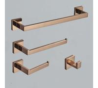 Juego de Accesorios de baño de Oro Rosa, Gancho para Bata de Acero Inoxidable, Barra para Toallas, Soporte para Papel higiénico, Anillo para Toalla, Accesorios de baño(Oro Rosa Pulido A)