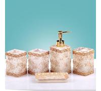 Juego de accesorios de baño de resina de 5 piezas, accesorios de baño de lujo con dispensador de jabón, soporte para cepillo de dientes, soporte para jabón y tazas para una decoración elegante del
