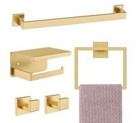 Juego de Accesorios de baño Dorado Cepillado, Juego de 5 toalleros de Acero Inoxidable SUS304, Juego de toalleros de 40,6 cm, para Montaje en Pared