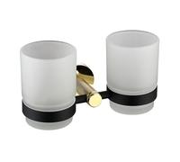 Juego de Accesorios de baño: Gancho para Batas Negro, toallero Dorado, Barra, Estante, Soporte para pañuelos de Papel de latón, portacepillos de Dientes, cepillos y Vasos para cepillos de Dientes.
