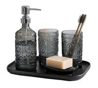 Juego de Accesorios de Baño Juego de Accesorios baño Vidrio dispensador jabón Transparente Gris Decoración Moderna para Baños
