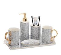 Juego de Accesorios de baño, Juego De Cerámica Para Baño, Dispensador De Jabón, Soporte Para Cepillo De Dientes, Kit De Bandeja Para Tazas, Hermosa Decoración Para Baño Decoración Moderna de baño(6pcs