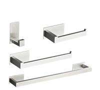 Juego de Accesorios de baño Plateados de Acero Inoxidable, toallero, Soporte de Papel higiénico, Gancho for toallero, Accesorios de baño (Color : L 4 Pieces)