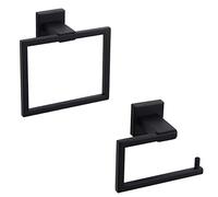Juego de Accesorios de baño SUS304 de Acero Inoxidable para Ducha, 2 Piezas (Soporte para Papel higiénico, toallero), Acabado Negro Mate, Estilo contemporáneo