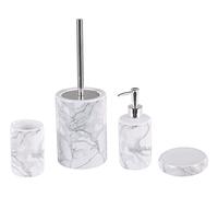Juego de Accesorios de baño Textura de mármol Blanco de cerámica Glamour dispensador de jabón escobilla de váter Vaso Arauco