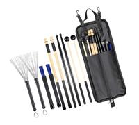 Juego de accesorios de batería portátil, baquetas, pinceles, mazos, bolsa de almacenamiento impermeable Oxford para una fácil organización de transporte, baquetas de metal, baquetas de percusión