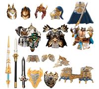 Juego de accesorios de bloque de construcción de caballero medieval, colección de armaduras y armas, diseñado para mini soldado/los caballeros de la mesa redonda, modelo de exhibición militar