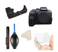 Juego de accesorios de cámara para cámara Canon EOS R10 incluye funda base negra de medio cuerpo, protector de pantalla LCD de vidrio, paño de limpieza, bolígrafo de limpieza,bomba de soplador de aire