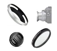 Juego de accesorios de cámara para cámara Sony Alpha A6500 A6400 A6300 A6100 A6000 sin espejo con lente de 16-50 mm, incluye parasol de metal plateado, filtro UV, tapa de lente