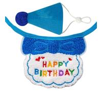 Juego de accesorios de cumpleaños para mascotas con bandana, babero y sombrero de cono, diseño cómodo y fácil de llevar para perros pequeños y gatos, accesorios de cumpleaños
