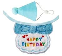 Juego de accesorios de cumpleaños para mascotas con bandana, babero y sombrero de cono, diseño cómodo y fácil de llevar para perros pequeños y gatos, accesorios de cumpleaños