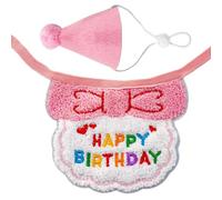 Juego de accesorios de cumpleaños para mascotas con bandana, babero y sombrero de cono, diseño cómodo y fácil de llevar para perros pequeños y gatos, accesorios de cumpleaños
