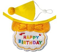 Juego de accesorios de cumpleaños para mascotas con bandana, babero y sombrero de cono, diseño cómodo y fácil de llevar para perros pequeños y gatos, accesorios de cumpleaños