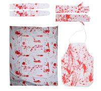 Juego de accesorios de disfraz de Halloween para mujer con mantel sangriento, delantal, medias y guantes para cosplay, bailes, fiestas góticas, eventos temáticos de miedo, perfecto para mujeres