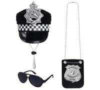 Juego de accesorios de disfraz de policía para mascotas, sombrero de policía para perro, gafas de sol de aviador e insignia para perros pequeños y gatos, divertidos disfraces para Halloween, Navidad