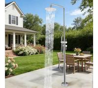 Juego de accesorios de ducha para exteriores, columna de ducha de acero inoxidable con base y boquilla antibloqueo de silicona para patio, playa, piscina, jardín