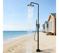 Juego de accesorios de ducha para exteriores, columna de ducha de acero inoxidable con base y boquilla antibloqueo de silicona para patio, playa, piscina, jardín