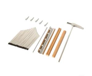 Juego de accesorios de Kalimba DIY con 17 llaves de acero, 2 puentes de madera, martillo de afinación y barra de soporte en Z, para mantenimiento y construcción de instrumentos de percusión manual