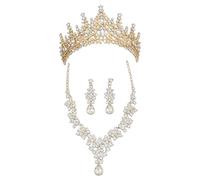 Juego de accesorios de novia con gotas de cristal, textura de aleación para fiestas formales, fotografía, joyería nupcial, accesorios para sesión de fotos, One Size, como se describe, como se describe