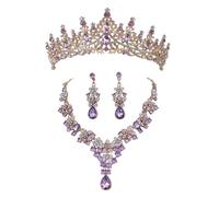 Juego de accesorios de novia con gotas de cristal, textura de aleación para fiestas formales, fotografía, joyería nupcial, accesorios para sesión de fotos, One Size, como se describe, como se describe