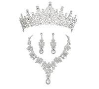 Juego de accesorios de novia con gotas de cristal, textura de aleación para fiestas formales, fotografía, joyería nupcial, accesorios para sesión de fotos, One Size, como se describe, como se describe
