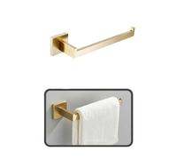 Juego de Accesorios de Oro Cepillado, Estante de baño, toallero, Gancho para Bata, portarrollos de Papel higiénico, Accesorios de baño Negros, Juegos de 4 Piezas, Oro Cepillado 259
