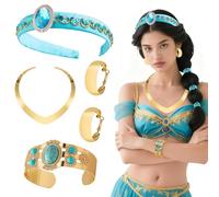 Juego de Accesorios de Princesa Árabe, 4pcs Disfraz de Princesa Jasmin Mujer, Diademas de Prince-sa Árabe, Juego de Accesorios de Prince-sa de Jazmín,Accesorio de Vestir Prince-sa Cosplay Carnaval