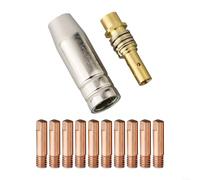 Juego de accesorios de soldadura MIG Kit de consumibles de cobre cromo circonio MB15 compatible con antorchas 14AK 15AK M6 x 25 mm, soporte de punta difusor de gas 0,6 mm, 0,8 mm, 1,0 mm de contacto