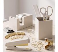 Juego de accesorios estéticos de escritorio - Un juego completo de organizador de escritorio para mujeres mejora cualquier decoración de oficina - Un kit de suministros de oficina con acabado dorado