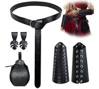 Juego de accesorios medievales para Halloween, traje de nigromante, cinturón medieval, cinturón vintage, cinturón para cosplay, bruja pirata, disfraz renacentista (negro)
