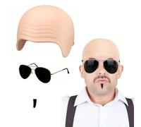 Juego de accesorios para adultos Mr Worldwide, gorra calva de látex desnudo, parche negro del alma, icono de música para hombres y mujeres, disfraz de celebridad, juego de accesorios para adultos