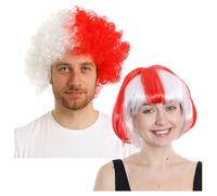 Juego de accesorios para aficionados al fútbol, peluca afro con la bandera de Inglaterra y peluca Bob a juego, para fanáticos del fútbol, eventos deportivos, día de San Jorge, festival, fiesta, juego