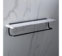 Juego de Accesorios para baño con toallero, toallero Negro de mármol Natural, Barra para Toallas, Soporte para Papel higiénico, Ganchos para Batas, Kit de Accesorios de baño, Estante de 40 cm con