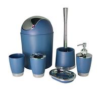Juego de accesorios para baño de 6 piezas, incluye escobilla, cubo de basura, jabonera, vaso para cepillos de dientes, dispensador de jabón y vaso de enjuague, diseño moderno