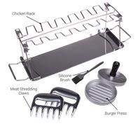 Juego de accesorios para barbacoa Valiant | Prensa para hamburguesas, estante...