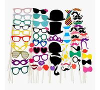 Juego de accesorios para cabinas fotográficas - 58 piezas para fiestas, bigote divertido y accesorios de escena