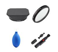 Juego de accesorios para cámara Fujifilm XF 18-55 mm f/2.8-4 R LM OIS lente con Fujifilm X-E1 X-E2 X-E2S X-E3 X-E4 incluye parasol de metal, filtro UV, juego de limpieza
