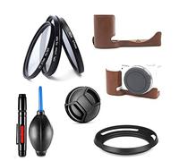 Juego de Accesorios para cámara Sony Alpha ZV-E10 con Sony E PZ 16-50mm f/3.5-5.6 OSS Lente Incluye café Medio Cuerpo, UV CPL ND4 Filtro, Parasol de Lente, Tapa de Lente, Pluma de Limpieza, Bomba